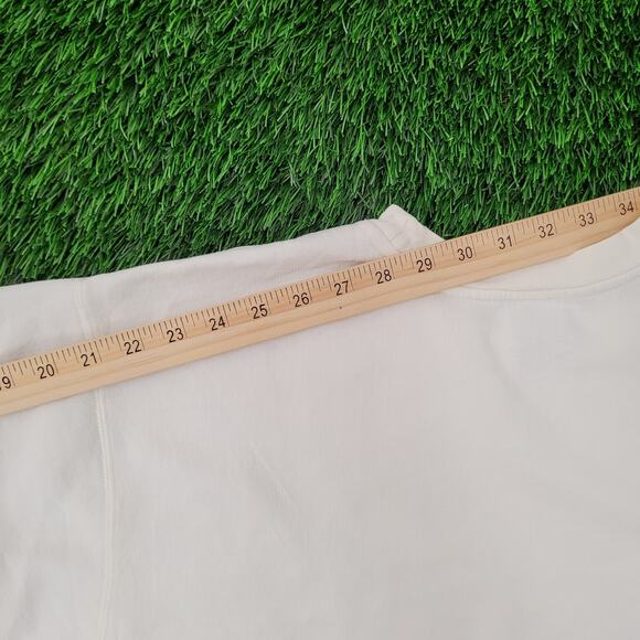 NIKE Chest-Swoosh Sweatshirt Womens Large 22x23 Boxy Baggy Ivory - Picture 4 of 15